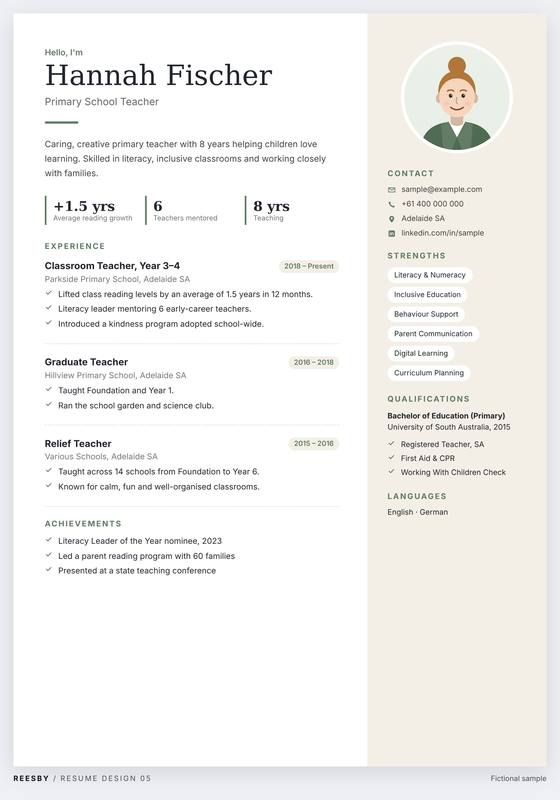 Reesby resume design concept